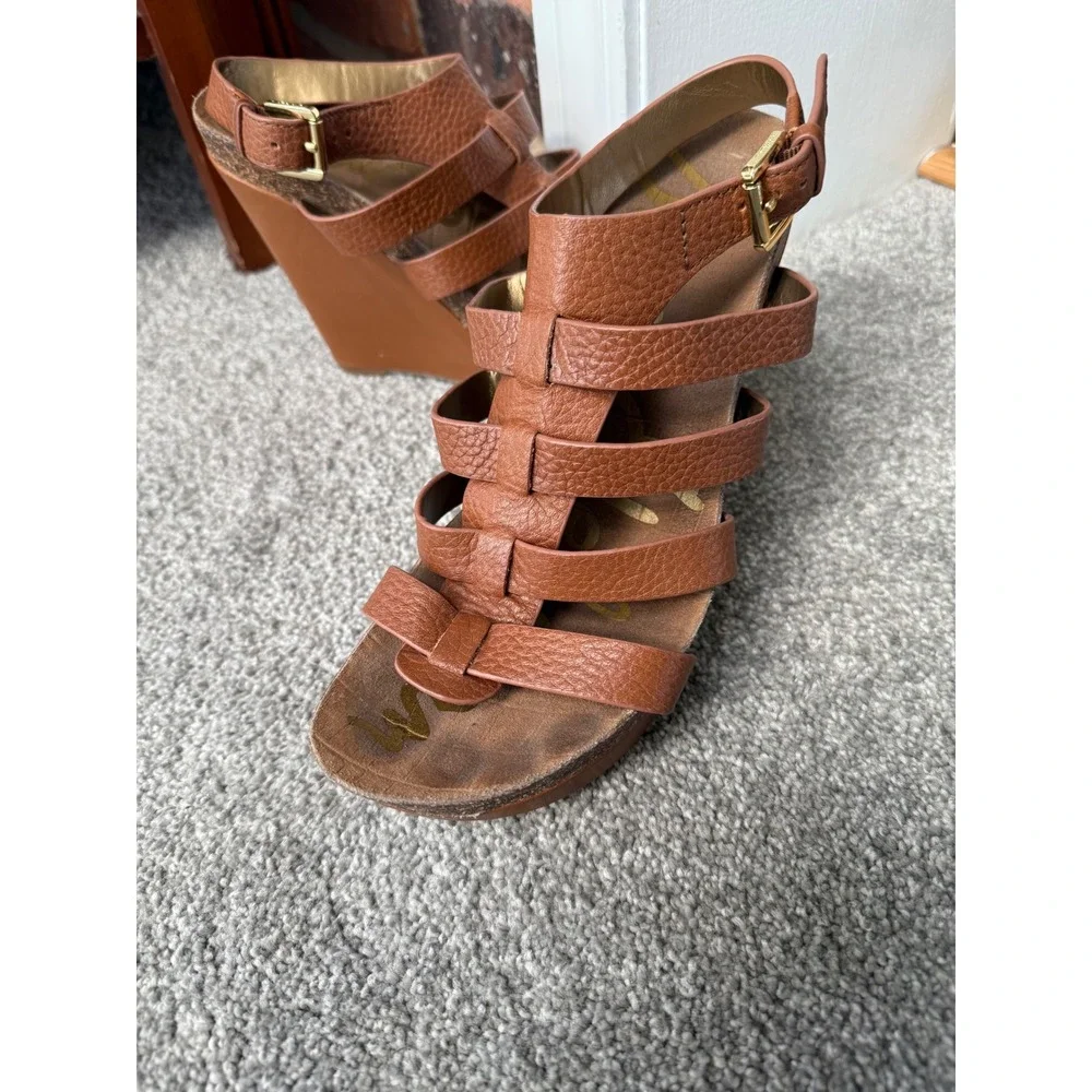 Sam Edelman Nayla Womens Leather Gladiator Sandals Wedge Heels US‎ 9.5